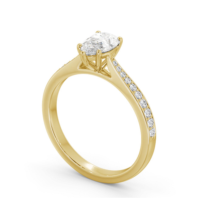 Pear Diamond Engagement Ring 18K Yellow Gold Solitaire With Side Stones - Kareena ENPE25S_YG_SIDE