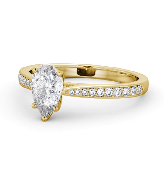  Pear Diamond Engagement Ring 9K Yellow Gold Solitaire With Side Stones - Kareena ENPE25S_YG_THUMB2 