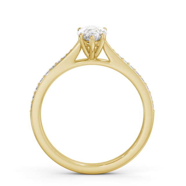 Pear Diamond Engagement Ring 18K Yellow Gold Solitaire With Side Stones - Kareena ENPE25S_YG_UP
