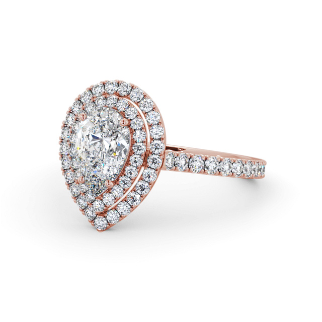 Halo Pear Diamond Engagement Ring 18K Rose Gold - Montford ENPE26_RG_FLAT