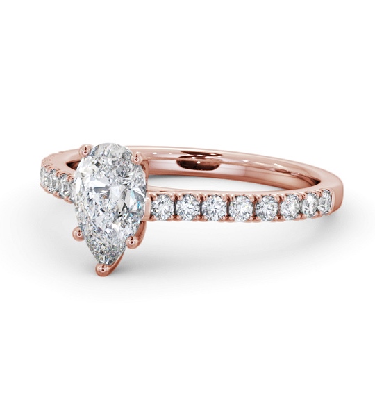  Pear Diamond Engagement Ring 9K Rose Gold Solitaire With Side Stones - Leighly ENPE26S_RG_THUMB2 