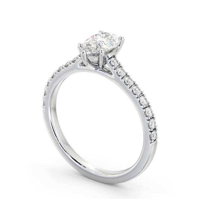 Pear Diamond Engagement Ring Palladium Solitaire With Side Stones - Leighly ENPE26S_WG_SIDE