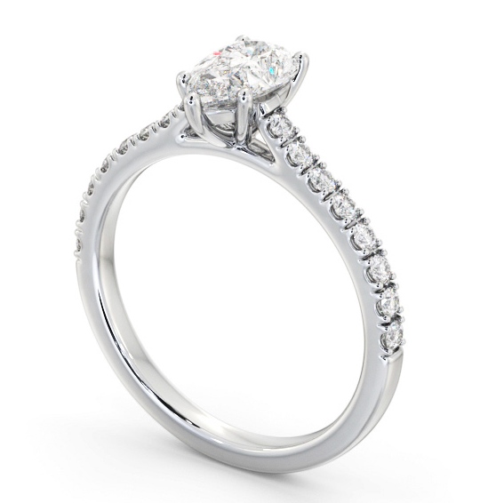 Pear Diamond 5 Prong Engagement Ring 18K White Gold Solitaire with Channel Set Side Stones ENPE26S_WG_THUMB1 
