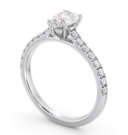 Pear Diamond 5 Prong Engagement Ring Platinum Solitaire with Channel Set Side Stones ENPE26S_WG_THUMB1