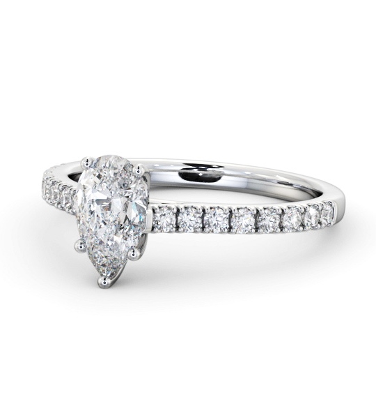  Pear Diamond Engagement Ring Palladium Solitaire With Side Stones - Leighly ENPE26S_WG_THUMB2 