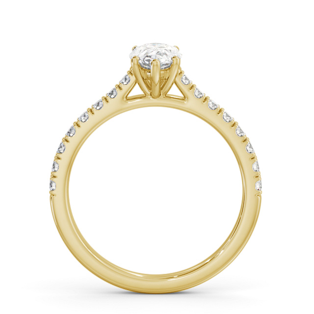 Pear Diamond Engagement Ring 18K Yellow Gold Solitaire With Side Stones - Leighly ENPE26S_YG_UP