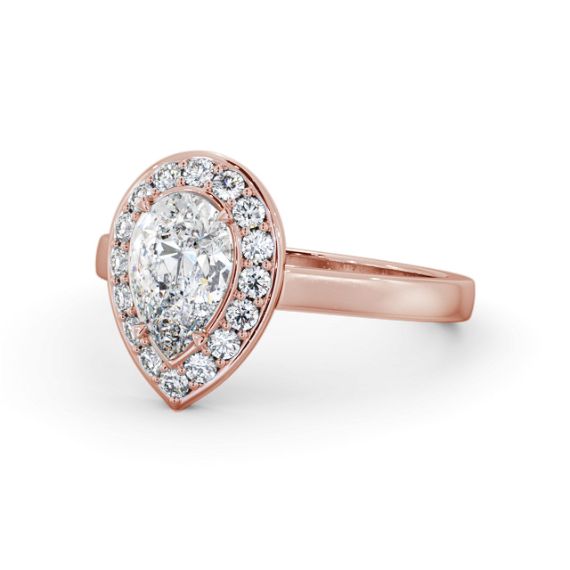 Halo Pear Diamond Engagement Ring 9K Rose Gold - Kimpton ENPE27_RG_FLAT