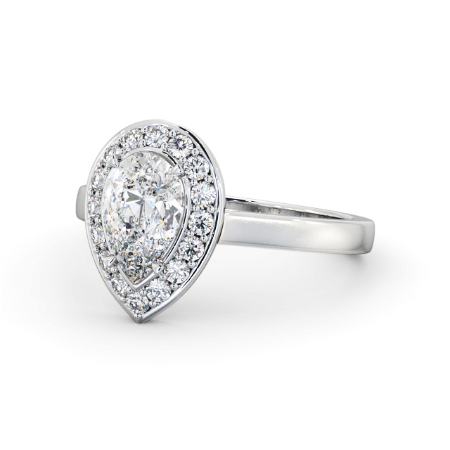 Halo Pear Diamond Engagement Ring Palladium - Kimpton ENPE27_WG_FLAT