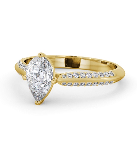  Pear Diamond Engagement Ring 9K Yellow Gold Solitaire With Side Stones - Montague ENPE27S_YG_THUMB2 