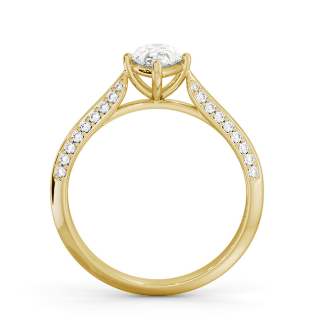 Pear Diamond Engagement Ring 18K Yellow Gold Solitaire With Side Stones - Montague ENPE27S_YG_UP
