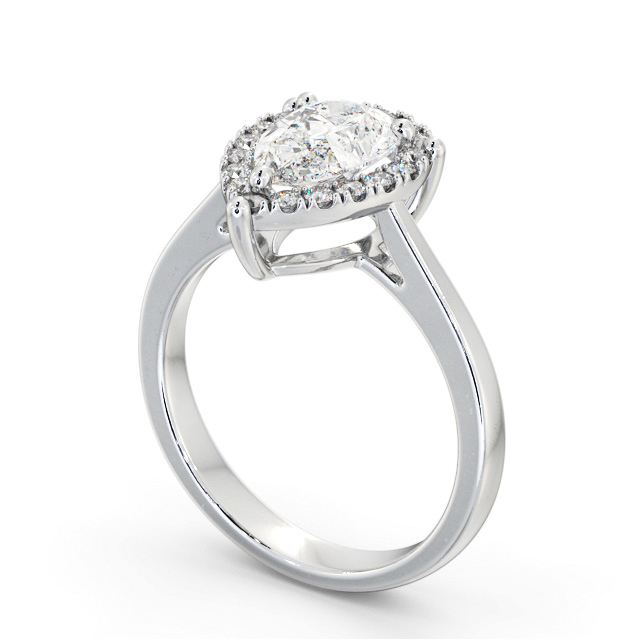 Halo Pear Diamond Engagement Ring 18K White Gold - Salvington ENPE28_WG_SIDE