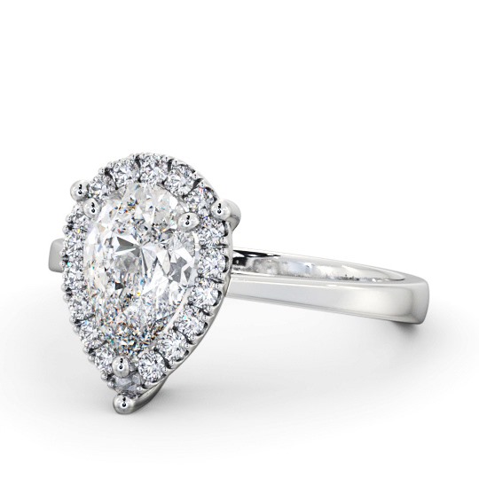  Halo Pear Diamond Engagement Ring 9K White Gold - Salvington ENPE28_WG_THUMB2 