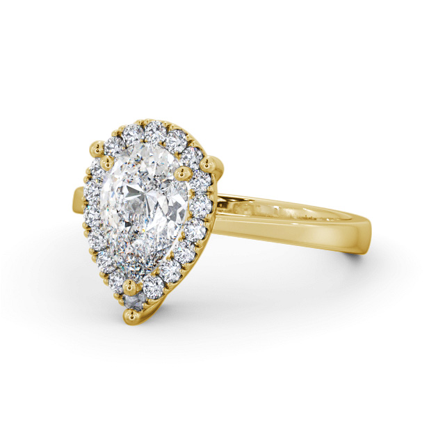 Halo Pear Diamond Engagement Ring 18K Yellow Gold - Salvington ENPE28_YG_FLAT