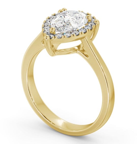 Halo Pear Diamond Cluster Engagement Ring 18K Yellow Gold ENPE28_YG_THUMB1 