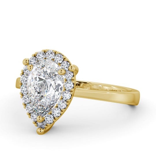 Halo Pear Diamond Cluster Engagement Ring 18K Yellow Gold ENPE28_YG_THUMB2 