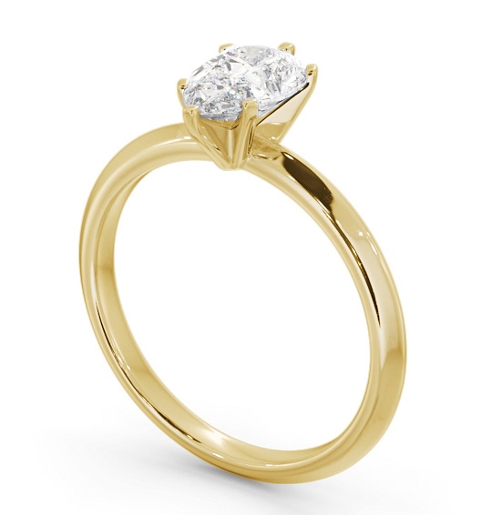 Pear Diamond Knife Edge Band Engagement Ring 18K Yellow Gold Solitaire ENPE29_YG_THUMB1