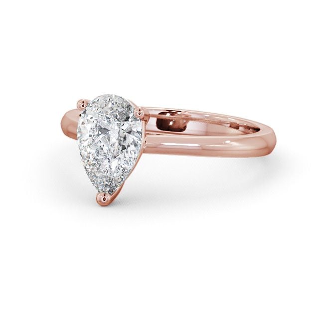 Pear Diamond Engagement Ring 18K Rose Gold Solitaire - Elphin ENPE2_RG_FLAT