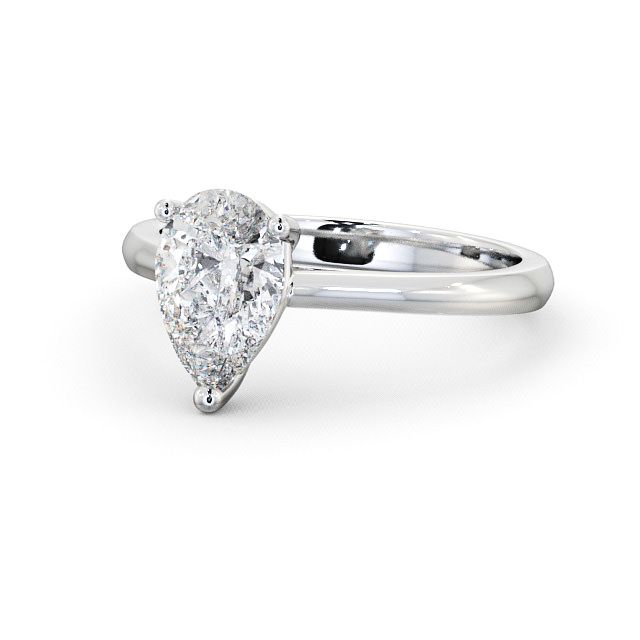 Pear Diamond Engagement Ring 9K White Gold Solitaire - Elphin ENPE2_WG_FLAT