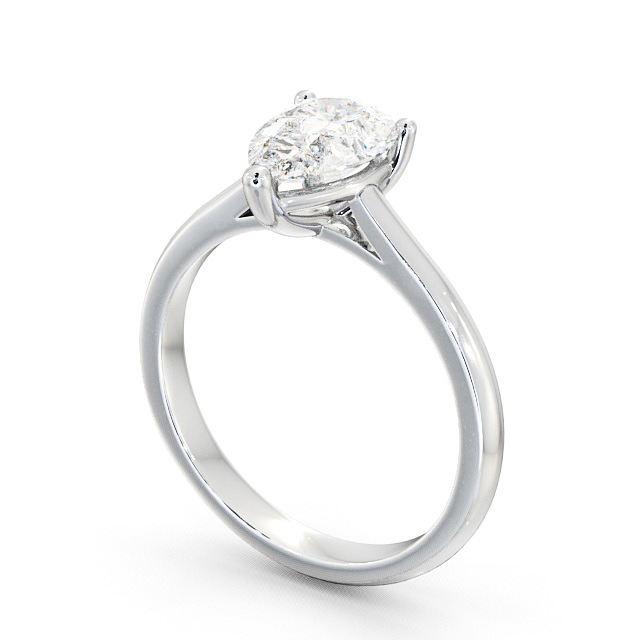 Pear Diamond Engagement Ring 18K White Gold Solitaire - Elphin ENPE2_WG_SIDE