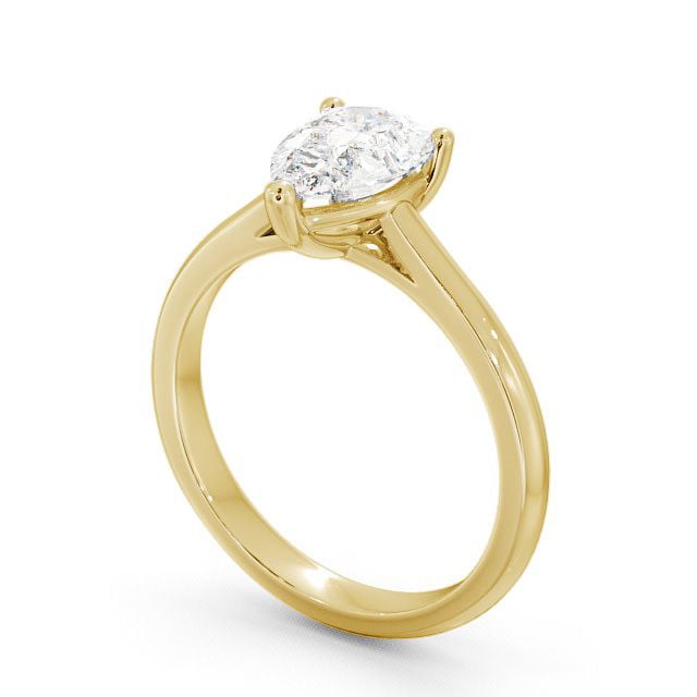 Pear Diamond Engagement Ring 18K Yellow Gold Solitaire - Elphin ENPE2_YG_SIDE