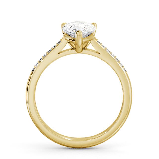 Pear Diamond Engagement Ring 18K Yellow Gold Solitaire With Side Stones - Harby ENPE2S_YG_UP