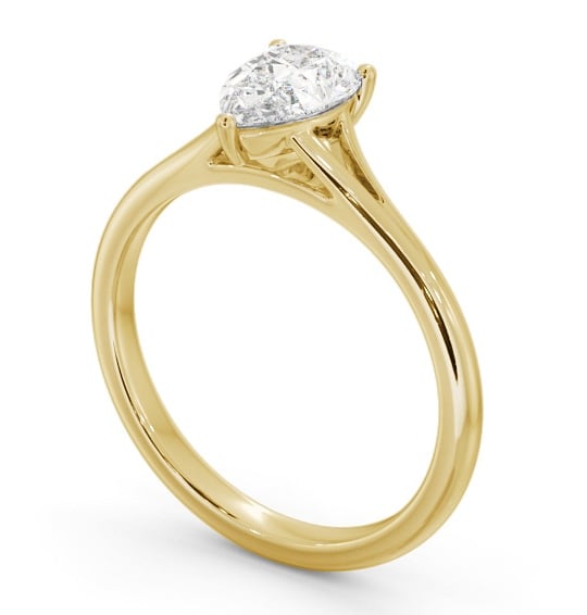 Pear Diamond Floating Head Design Engagement Ring 18K Yellow Gold Solitaire ENPE30_YG_THUMB1