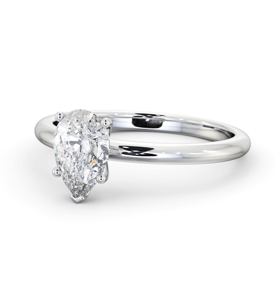 Pear Diamond Sleek 5 Prong Engagement Ring 18K White Gold Solitaire ENPE31_WG_THUMB2 