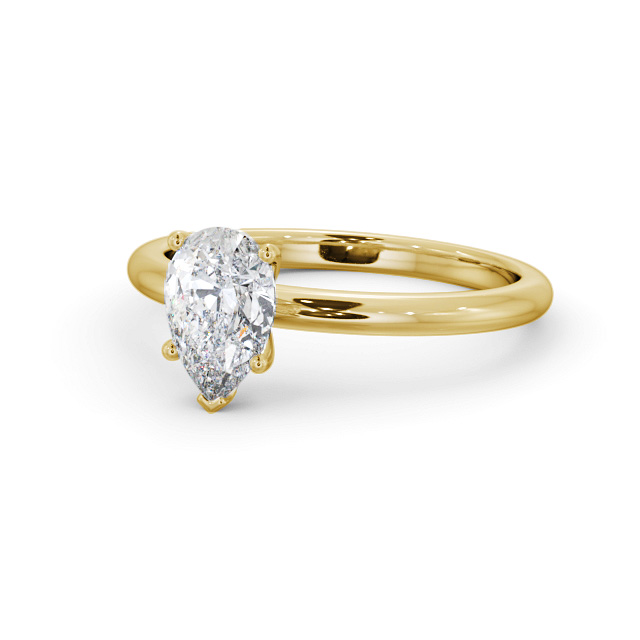 Pear Diamond Engagement Ring 18K Yellow Gold Solitaire - Blair ENPE31_YG_FLAT