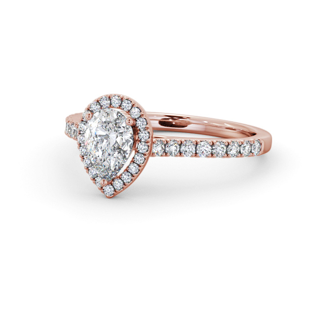 Halo Pear Diamond Engagement Ring 9K Rose Gold - Simonne ENPE32_RG_FLAT