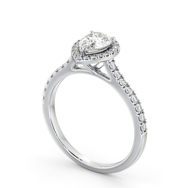 Halo Pear Diamond Engagement Ring 9K White Gold - Simonne ENPE32_WG_SIDE
