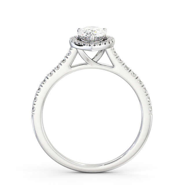 Halo Pear Diamond Engagement Ring 9K White Gold - Simonne ENPE32_WG_UP