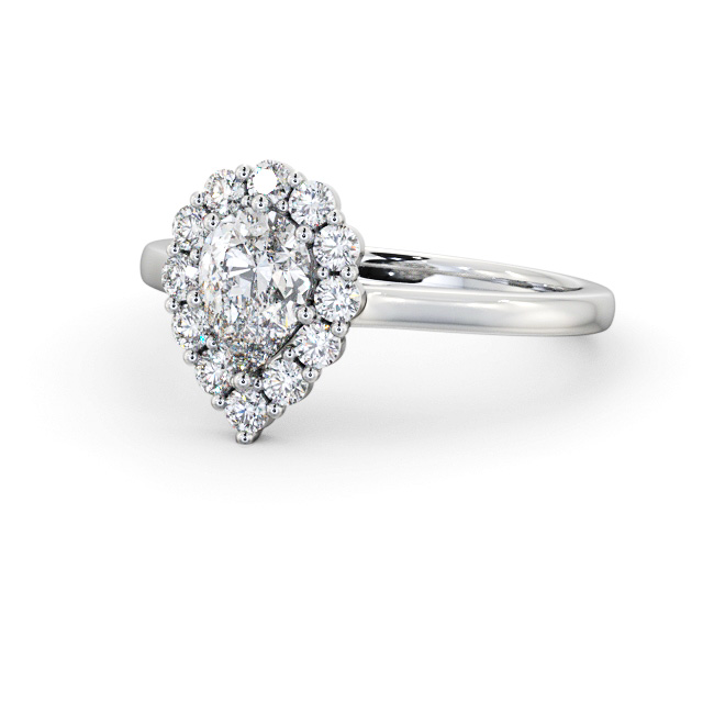 Halo Pear Diamond Engagement Ring 9K White Gold - Beverley ENPE33_WG_FLAT