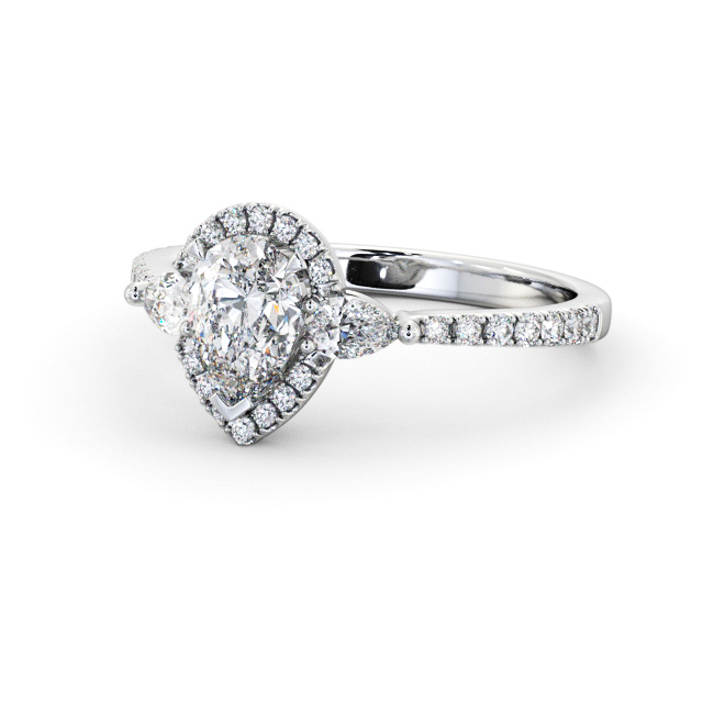 Halo Pear Diamond Engagement Ring 9K White Gold - Skye ENPE34_WG_FLAT