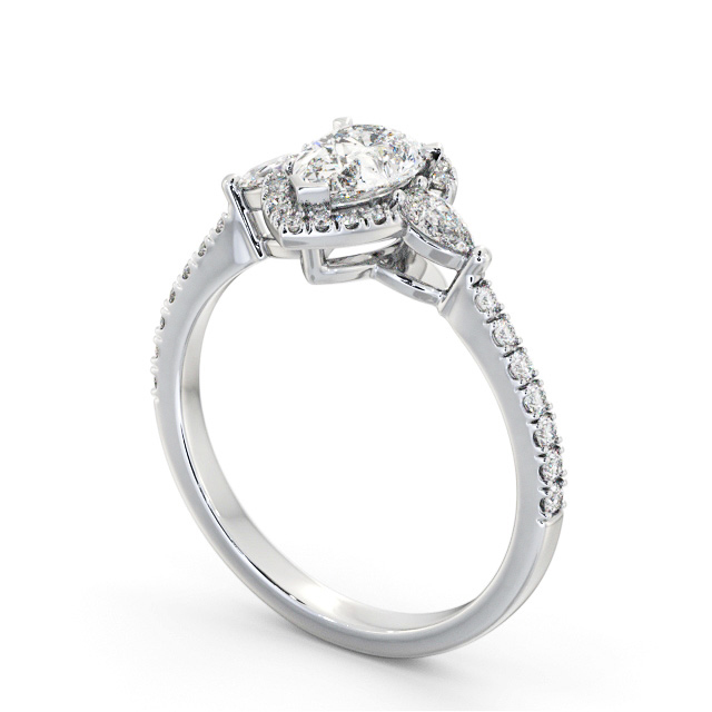 Halo Pear Diamond Engagement Ring 9K White Gold - Skye ENPE34_WG_SIDE