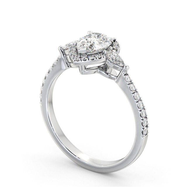 Halo Pear Diamond Engagement Ring 18K White Gold - Skye ENPE34_WG_SIDE