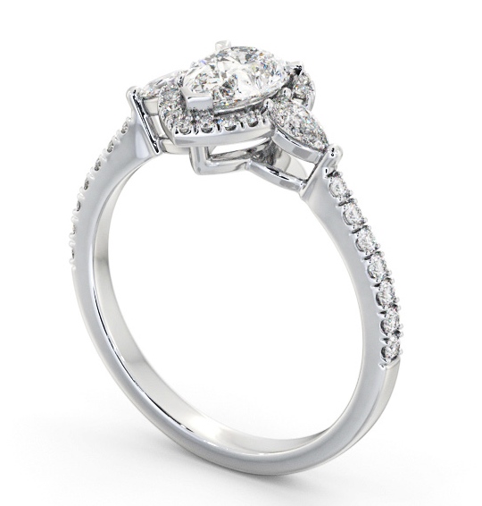 Halo Pear Diamond Engagement Ring 18K White Gold - Skye ENPE34_WG_THUMB1