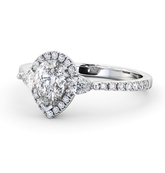 Halo Pear Diamond Engagement Ring 18K White Gold ENPE34_WG_THUMB2 