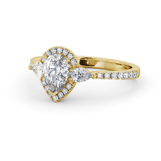 Halo Pear Diamond Engagement Ring 18K Yellow Gold - Skye ENPE34_YG_FLAT