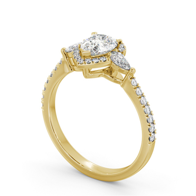 Halo Pear Diamond Engagement Ring 18K Yellow Gold - Skye ENPE34_YG_SIDE