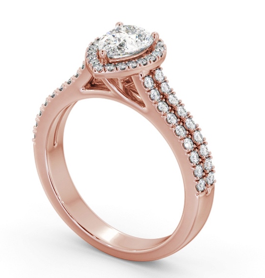 Halo Pear Diamond Split Band Engagement Ring 18K Rose Gold ENPE35_RG_THUMB1 