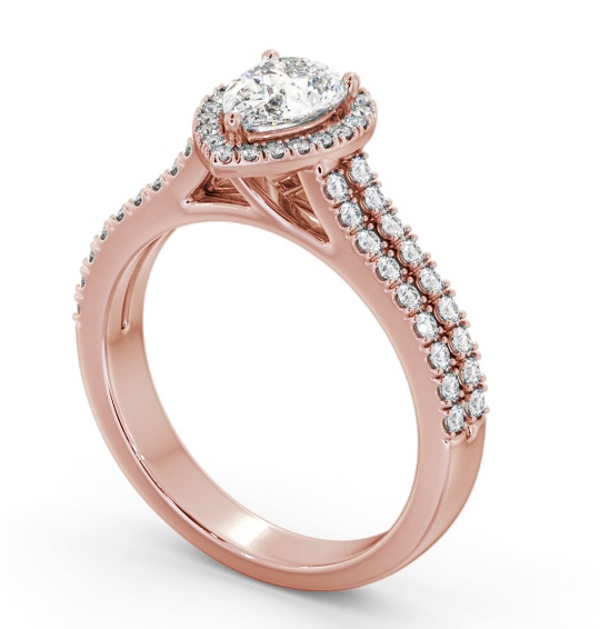 Halo Pear Diamond Split Band Engagement Ring 9K Rose Gold ENPE35_RG_THUMB1