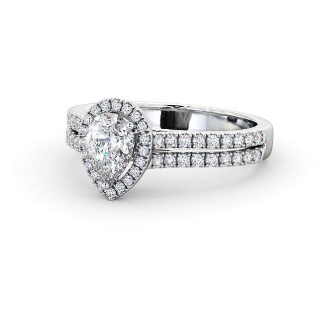 Halo Pear Diamond Engagement Ring Palladium - Conway ENPE35_WG_FLAT