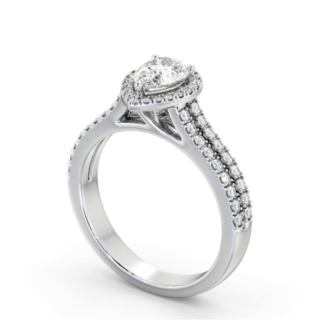 Halo Pear Diamond Engagement Ring 9K White Gold - Conway ENPE35_WG_SIDE
