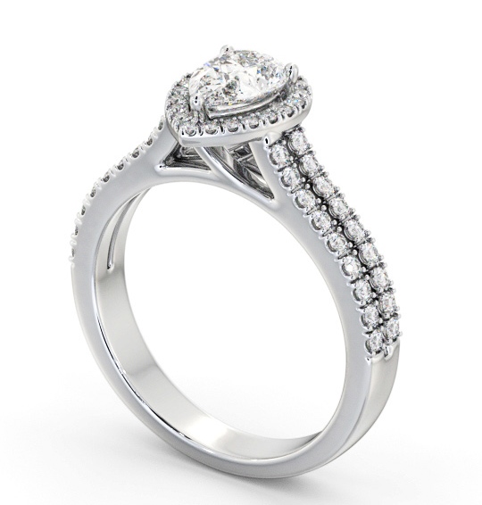 Halo Pear Diamond Split Band Engagement Ring 9K White Gold ENPE35_WG_THUMB1