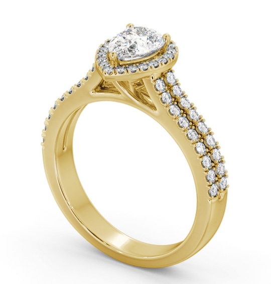  Halo Pear Diamond Engagement Ring 18K Yellow Gold - Conway ENPE35_YG_THUMB1 