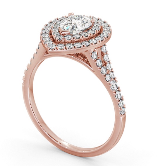 Double Halo Pear Diamond Engagement Ring 9K Rose Gold ENPE36_RG_THUMB1