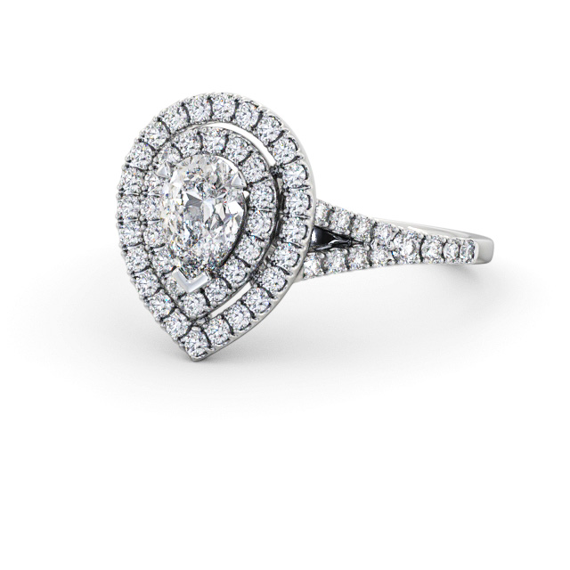 Halo Pear Diamond Engagement Ring Palladium - Larson ENPE36_WG_FLAT