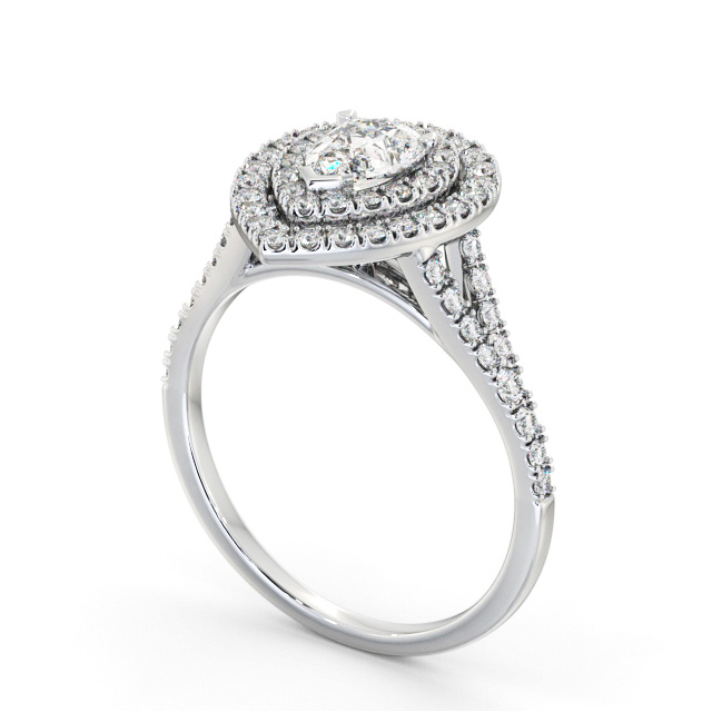 Halo Pear Diamond Engagement Ring Palladium - Larson ENPE36_WG_SIDE