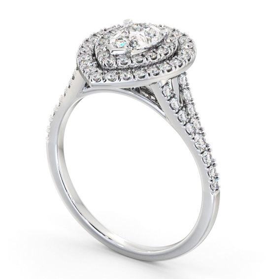 Halo Pear Diamond Engagement Ring 9K White Gold - Larson ENPE36_WG_THUMB1