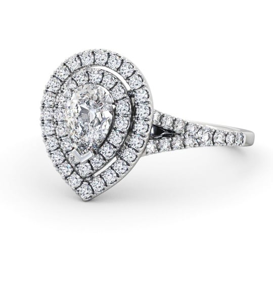 Double Halo Pear Diamond Engagement Ring 18K White Gold ENPE36_WG_THUMB2 